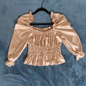 silky golden ruched blouse NEW